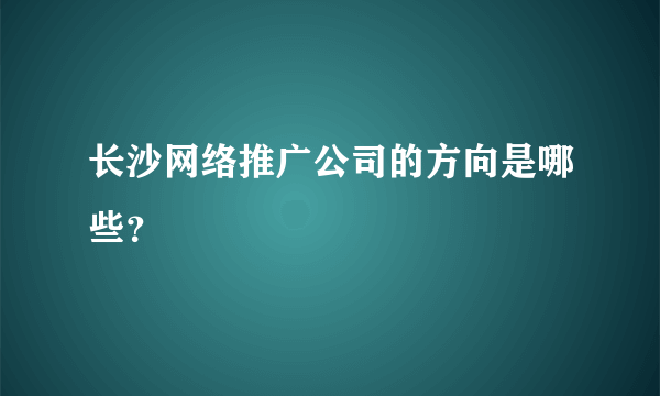 长沙网络推广公司的方向是哪些？