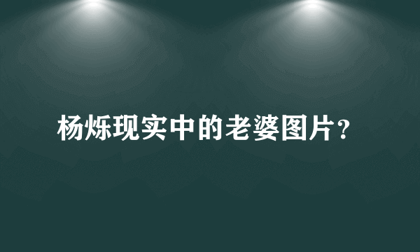 杨烁现实中的老婆图片？