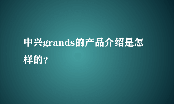 中兴grands的产品介绍是怎样的？