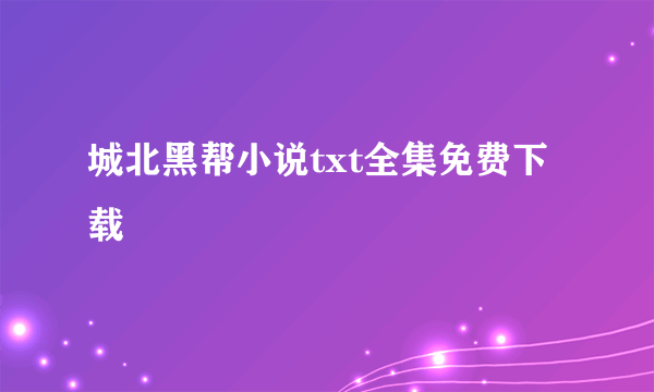 城北黑帮小说txt全集免费下载