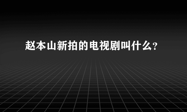 赵本山新拍的电视剧叫什么？