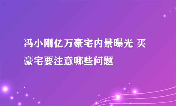 冯小刚亿万豪宅内景曝光 买豪宅要注意哪些问题