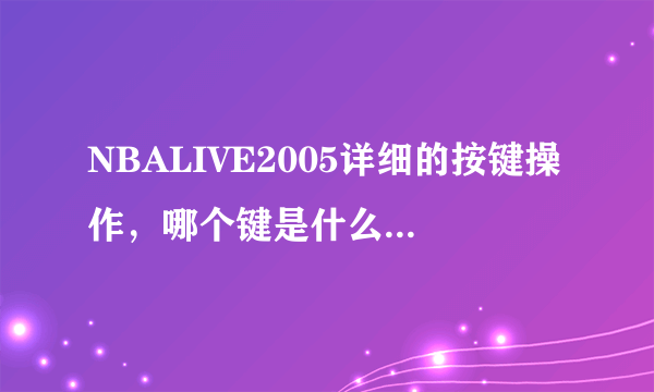 NBALIVE2005详细的按键操作，哪个键是什么哪个键是什么。跪求？