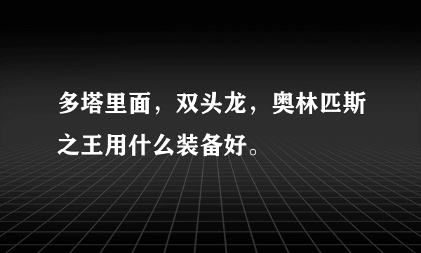 多塔里面，双头龙，奥林匹斯之王用什么装备好。