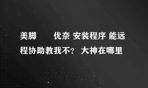 美脚隷嬢优奈 安装程序 能远程协助教我不？ 大神在哪里