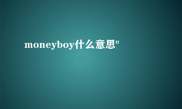 moneyboy什么意思