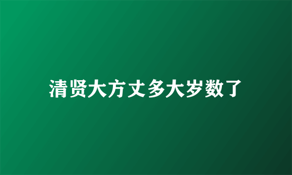 清贤大方丈多大岁数了