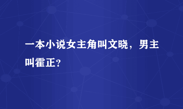 一本小说女主角叫文晓，男主叫霍正？