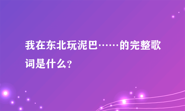 我在东北玩泥巴……的完整歌词是什么？