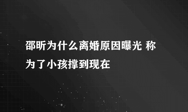 邵昕为什么离婚原因曝光 称为了小孩撑到现在