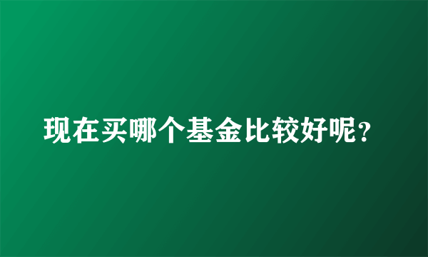 现在买哪个基金比较好呢？