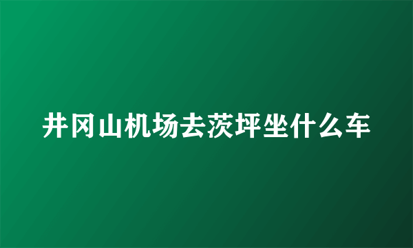 井冈山机场去茨坪坐什么车