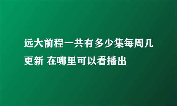 远大前程一共有多少集每周几更新 在哪里可以看播出