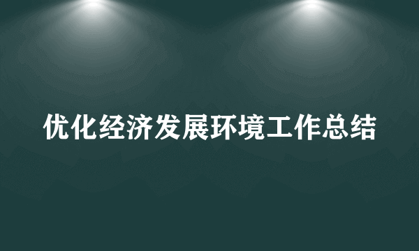 优化经济发展环境工作总结