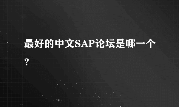 最好的中文SAP论坛是哪一个？