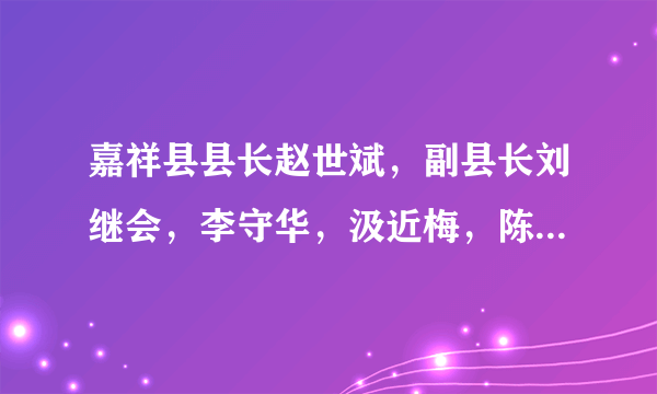 嘉祥县县长赵世斌，副县长刘继会，李守华，汲近梅，陈兴城现任职务