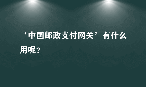 ‘中国邮政支付网关’有什么用呢？