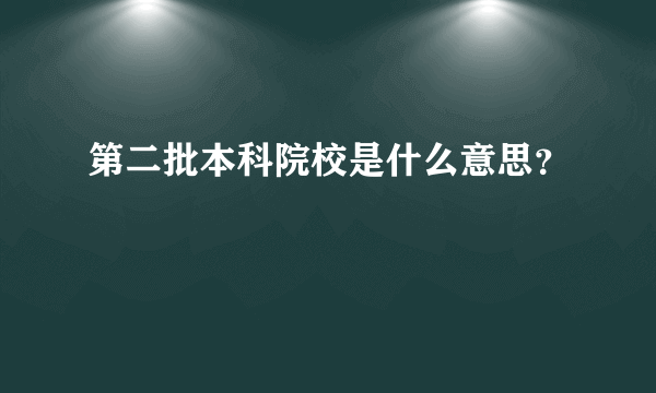 第二批本科院校是什么意思？