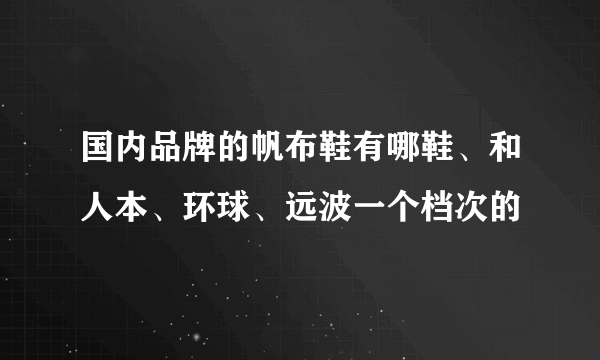 国内品牌的帆布鞋有哪鞋、和人本、环球、远波一个档次的