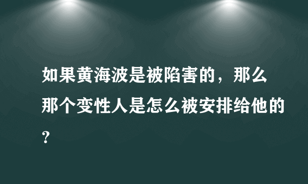 如果黄海波是被陷害的，那么那个变性人是怎么被安排给他的？