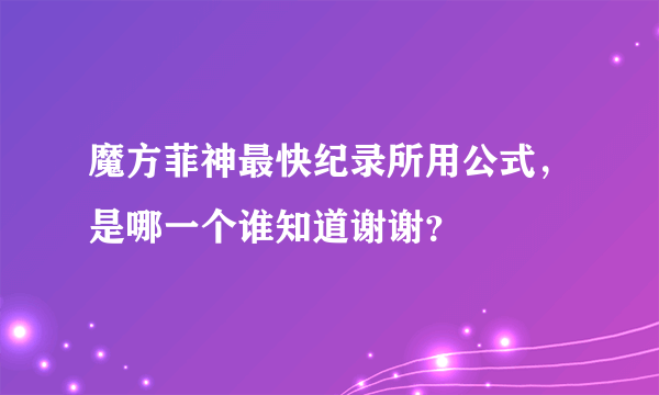 魔方菲神最快纪录所用公式，是哪一个谁知道谢谢？