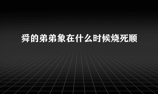 舜的弟弟象在什么时候烧死顺