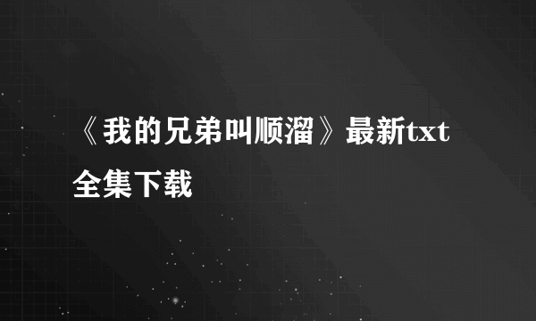 《我的兄弟叫顺溜》最新txt全集下载