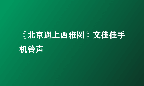 《北京遇上西雅图》文佳佳手机铃声