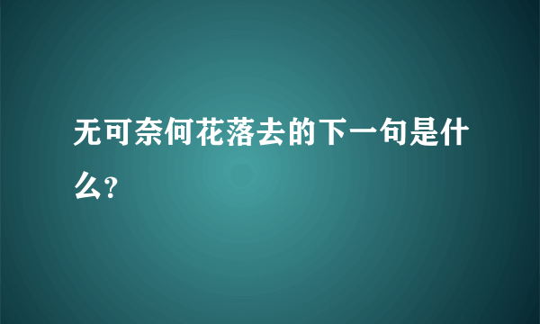 无可奈何花落去的下一句是什么？