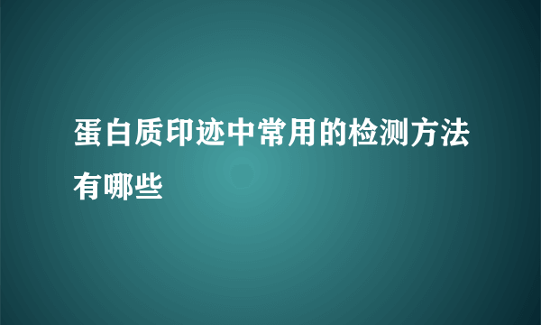 蛋白质印迹中常用的检测方法有哪些