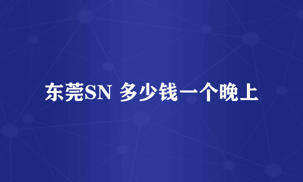 东莞SN 多少钱一个晚上