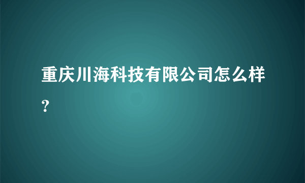 重庆川海科技有限公司怎么样？