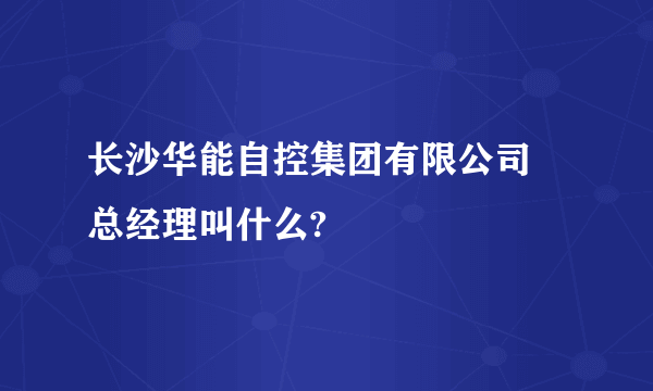 长沙华能自控集团有限公司 总经理叫什么?