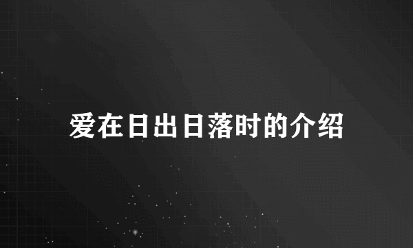 爱在日出日落时的介绍