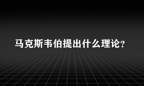 马克斯韦伯提出什么理论？