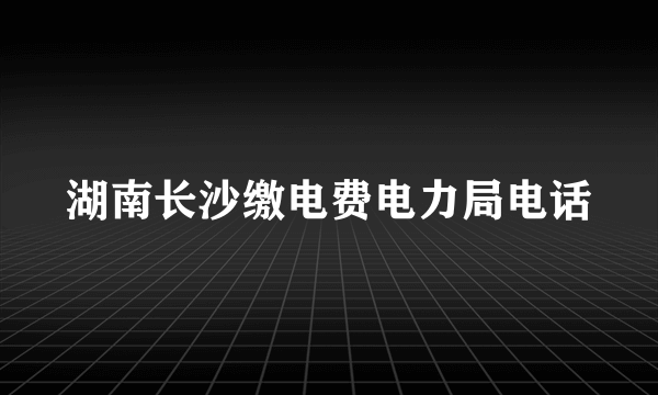 湖南长沙缴电费电力局电话