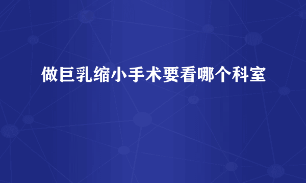 做巨乳缩小手术要看哪个科室