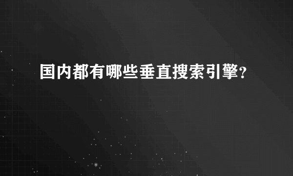 国内都有哪些垂直搜索引擎？