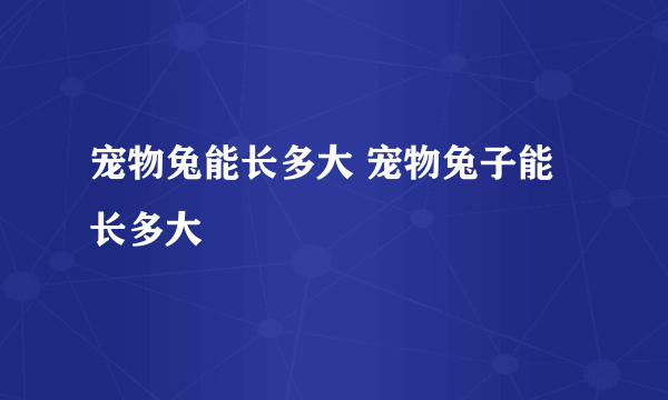 宠物兔能长多大 宠物兔子能长多大