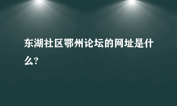 东湖社区鄂州论坛的网址是什么?