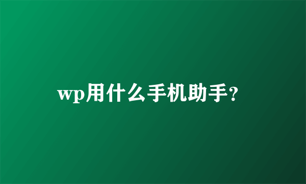 wp用什么手机助手？