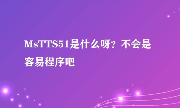 MsTTS51是什么呀？不会是容易程序吧