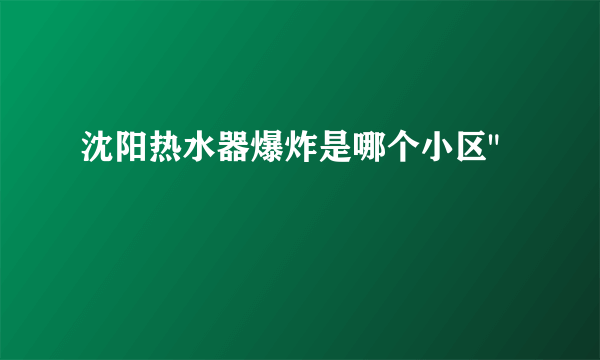 沈阳热水器爆炸是哪个小区