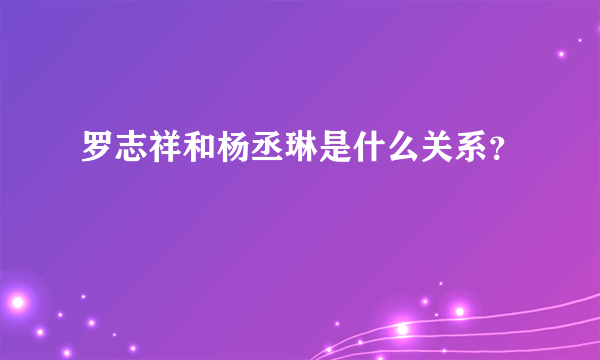 罗志祥和杨丞琳是什么关系？