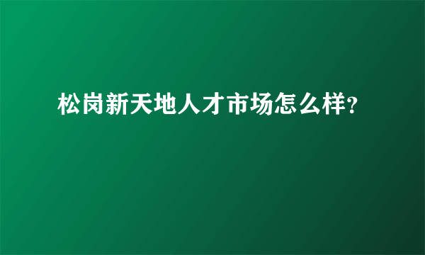 松岗新天地人才市场怎么样？