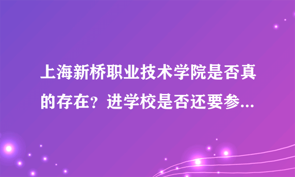 上海新桥职业技术学院是否真的存在？进学校是否还要参加什么成人高考？