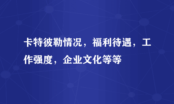 卡特彼勒情况，福利待遇，工作强度，企业文化等等