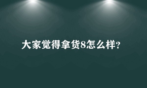 大家觉得拿货8怎么样？