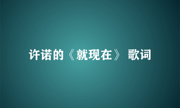 许诺的《就现在》 歌词