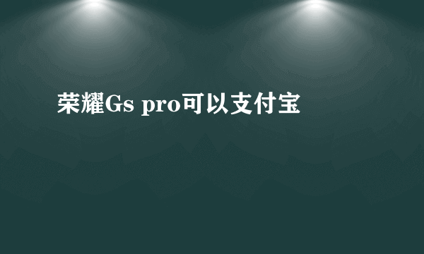 荣耀Gs pro可以支付宝